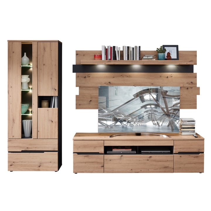 Obývacia stena WIGA grafitová/dub artisan 1