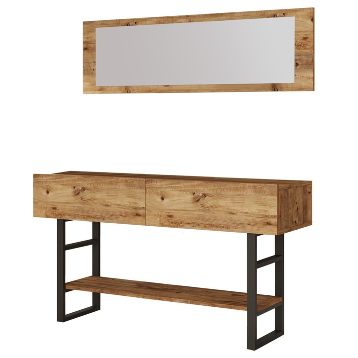 Konzolový stolík WOOD 2 borovica atlantic/čierna 1