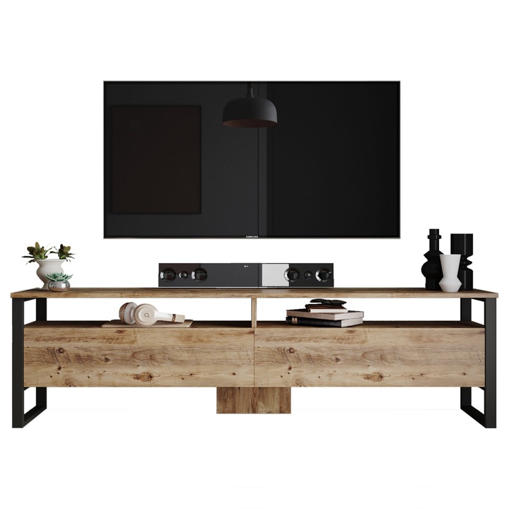 TV komoda WOOD 3 borovica atlantic/čierna 1
