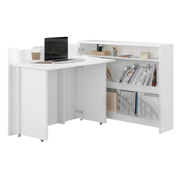 Písací stôl WORK CONCEPT ľavá, biela vysoký lesk 1