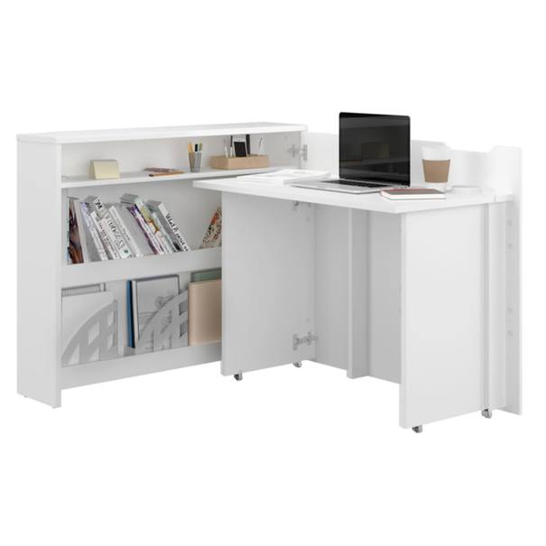 Písací stôl WORK CONCEPT pravá, biela vysoký lesk 1