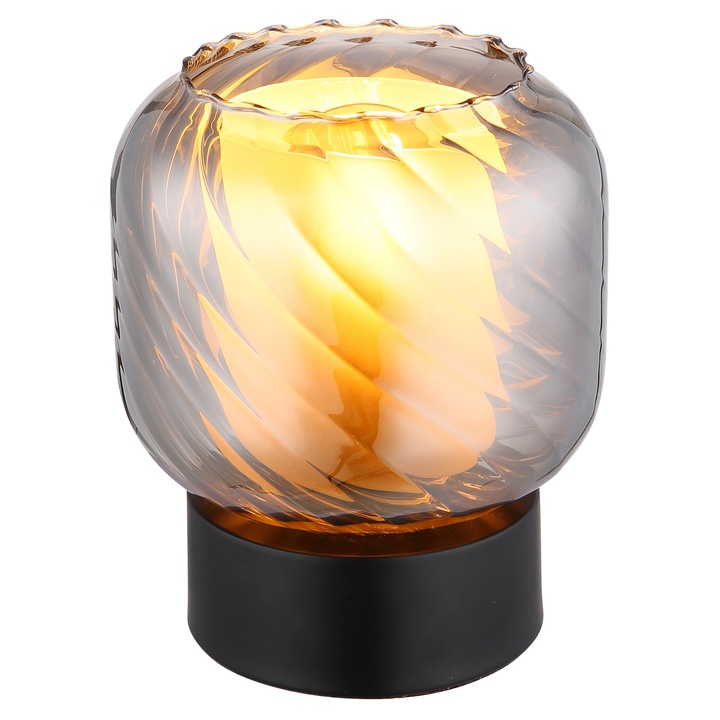 Stolná lampa XIA čierna/dymové sklo 1