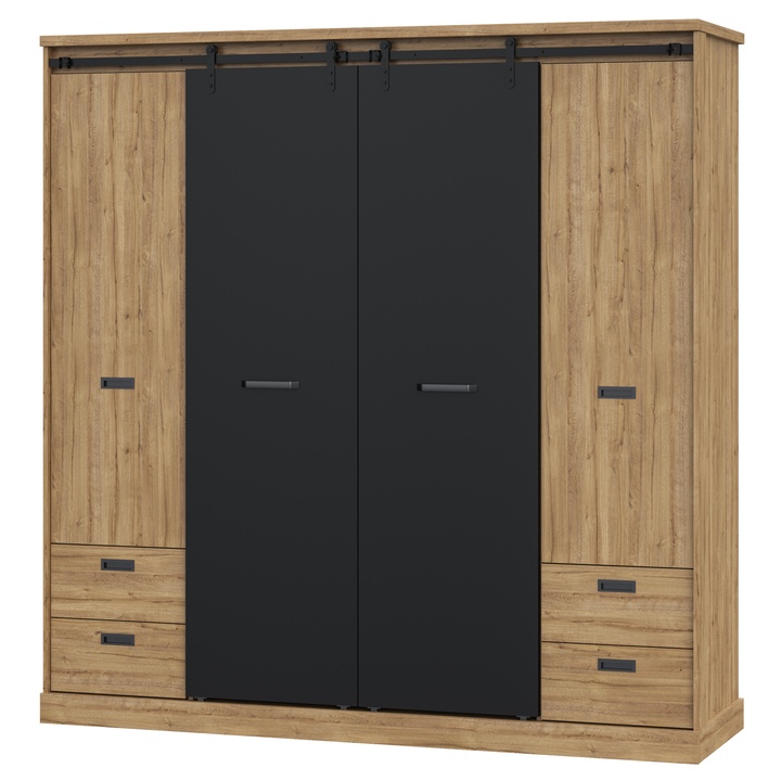 Šatníková skriňa ZIMIRO I dub waterford/čierna 1