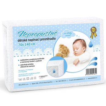 Detské nepriepustné prestieradlo 8592325061924 biela, 70x140 cm 2