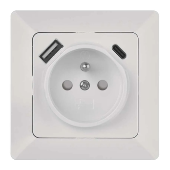 Zásuvka s USB A6000.4 biela, 1 zásuvka, 2x USB 2