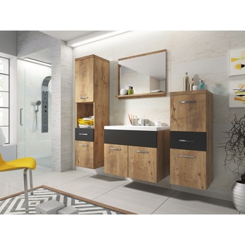 Kúpeľňová zostava ABIHA dub gaštan/čierna 1