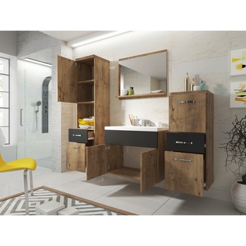 Kúpeľňová zostava ABIHA dub gaštan/čierna 2