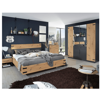 Šatníková skriňa ADDISON tmavosivá metalická/dub artisan 1