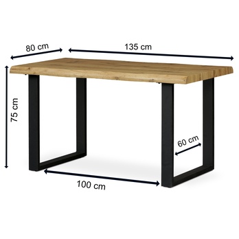 Jedálenský stôl ADDY dub divoký/čierna, šírka 135 cm 1