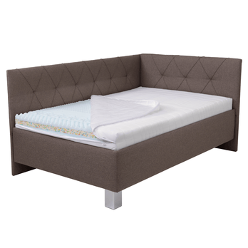 Rohová posteľ s matracom AFRODITE hnedá, 120x200 cm 2