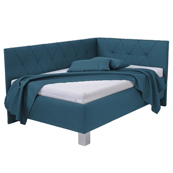 Rohová posteľ s matracom AFRODITE petrolejová, 120x200 cm 2