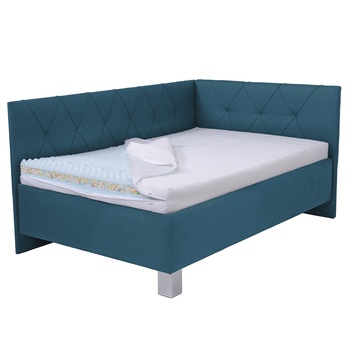 Rohová posteľ s matracom AFRODITE petrolejová, 90x200 cm 3