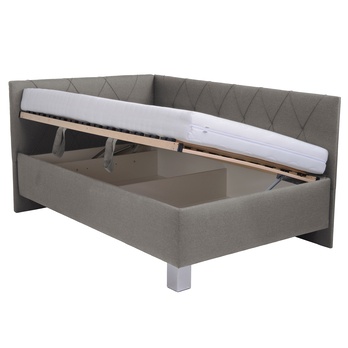 Rohová posteľ s matracom AFRODITE sivohnedá, 90x200 cm 1