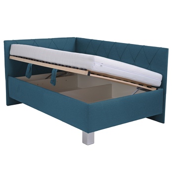 Rohová posteľ s matracom AFRODITE petrolejová, 140x200 cm 1