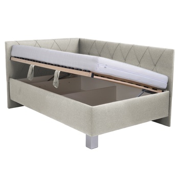 Rohová posteľ s matracom AFRODITE krémová, 140x200 cm 1