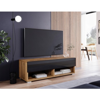 TV komoda AGATHE 100 dub wotan/čierna lesklá 2