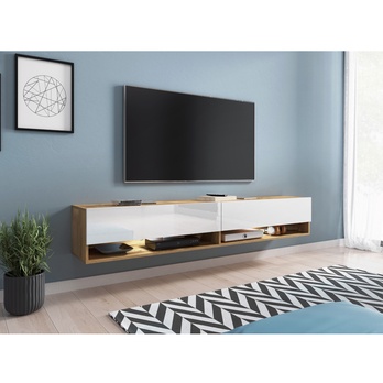 TV komoda AGATHE 180 dub wotan/biela lesklá 2