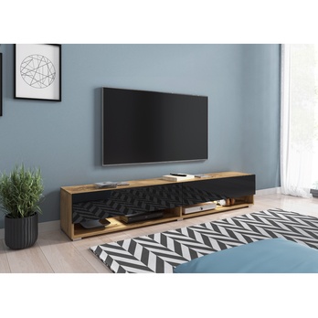 TV komoda AGATHE 180 dub wotan/čierna lesklá 1