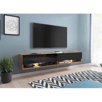 TV komoda AGATHE 180 dub wotan/čierna lesklá 2