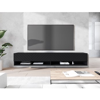 TV komoda AGATHE 180 čierna/vzor rybia kosť 1