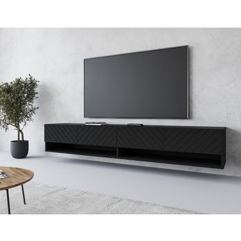 TV komoda AGATHE 180 čierna/vzor rybia kosť 3