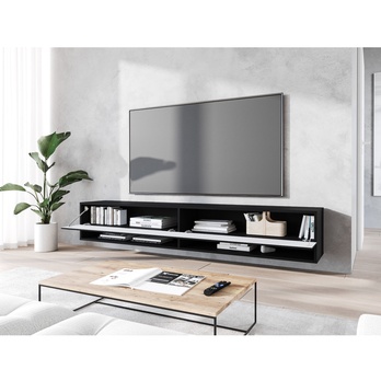 TV komoda AGATHE 180 čierna/vzor rybia kosť 5