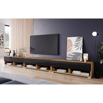 TV komoda AGATHE 300 dub wotan/čierna lesklá 1