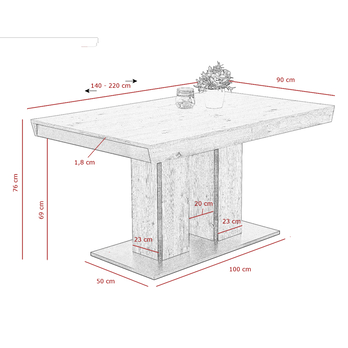 Jedálenský stôl AGNES dub artisan/čierna 5