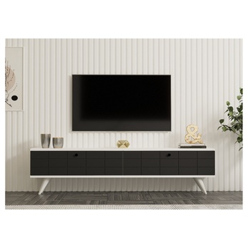 TV stolík ALBERI antracitová/biela 4