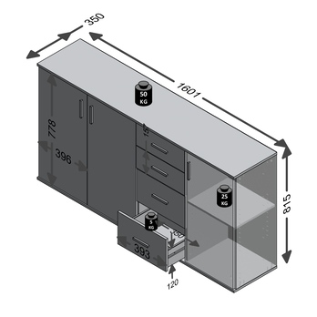 Komoda ALBI 3 matera/dub artisan 4