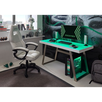 Písací stôl ALBUS 2 biela, LED RGB osvetlenie 1