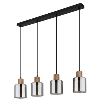 Závesné svietidlo ALEIDIS 4 čierna/prírodná/dymové sklo 2