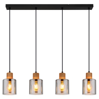 Závesné svietidlo ALEIDIS 4 čierna/prírodná/dymové sklo 3