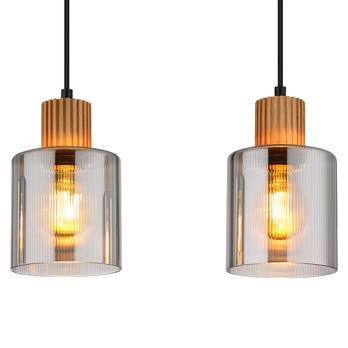 Závesné svietidlo ALEIDIS 4 čierna/prírodná/dymové sklo 4