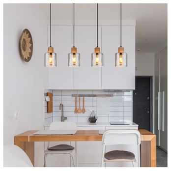 Závesné svietidlo ALEIDIS 4 čierna/prírodná/dymové sklo 1