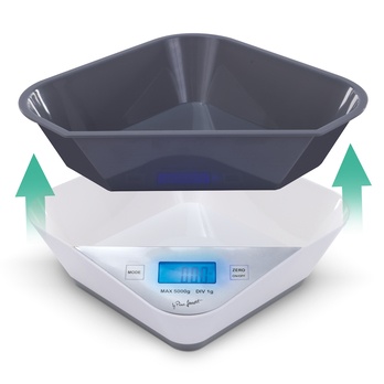 Kuchynská váha s miskou ALFA biela/sivá, max 5 kg 1