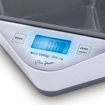 Kuchynská váha s miskou ALFA biela/sivá, max 5 kg 2