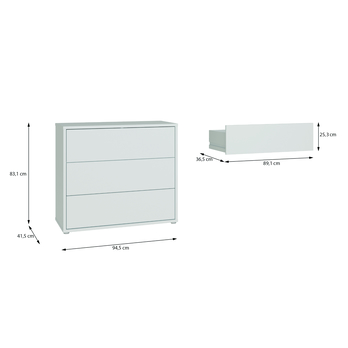 Komoda ALICE 2 sivá, šírka 95 cm 6