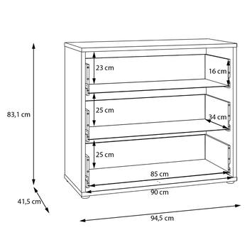 Komoda ALICE 2 sivá, šírka 95 cm 7