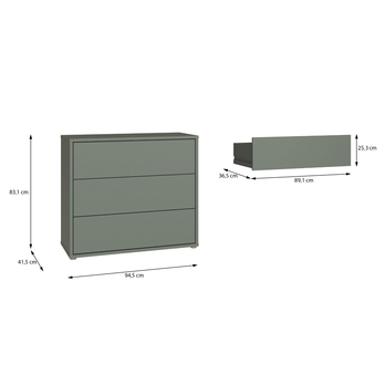 Komoda ALICE 2 šalviová, šírka 95 cm 6