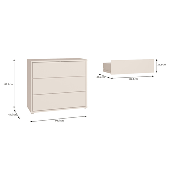 Komoda ALICE 2 piesková, šírka 95 cm 6