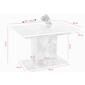 Jedálenský stôl ALICE II betón/biela 3