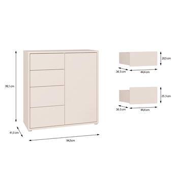 Komoda ALICE piesková, šírka 95 cm 5