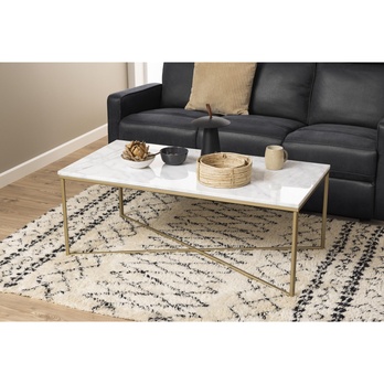 Konferenčný stolík ALISMA biela/mosadz 1