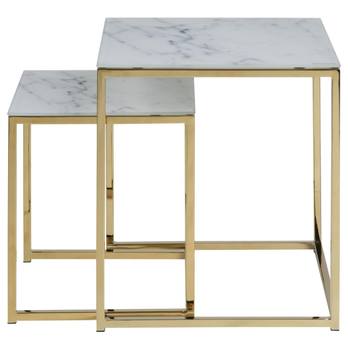 Sada 2 ks prístavných stolíkov ALISMA biela/zlatá 3