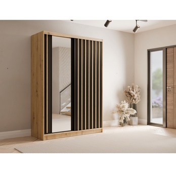 Šatníková skriňa  ALUNA I dub artisan/čierna, šírka 150 cm 1