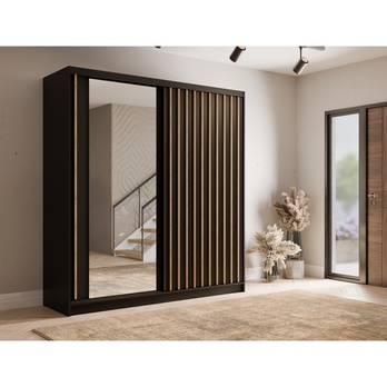 Šatníková skriňa  ALUNA I čierna, šírka 200 cm 1