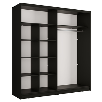 Šatníková skriňa  ALUNA I čierna, šírka 200 cm 2