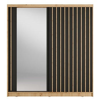 Šatníková skriňa  ALUNA I dub artisan/čierna, šírka 200 cm 3