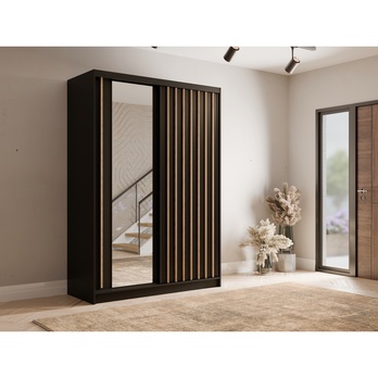 Šatníková skriňa  ALUNA I čierna, šírka 150 cm 1